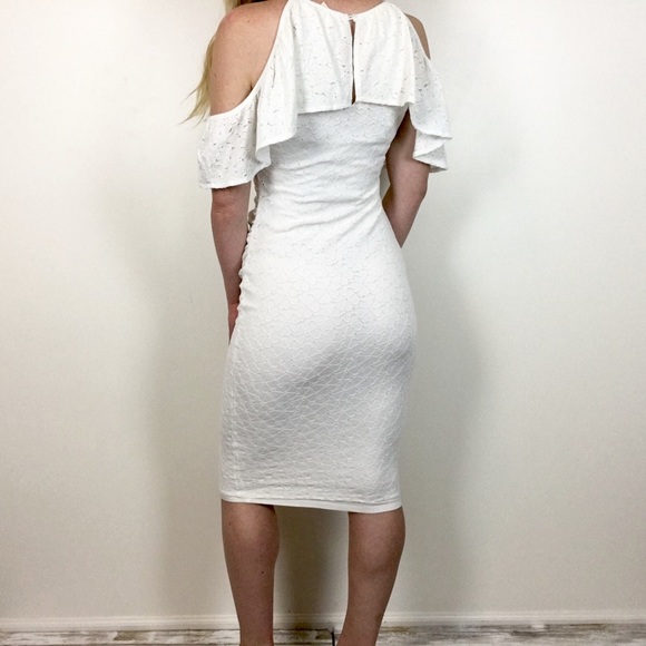 MiMi Maternity | White Floral Lace Cold Shoulder - Picture 3 of 8